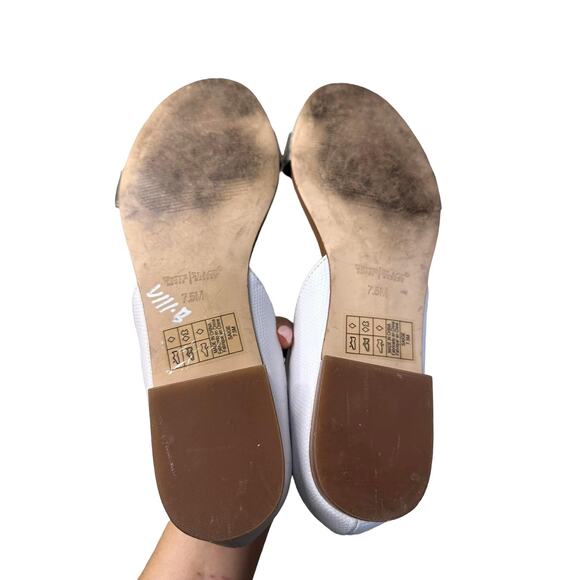 White House Black Market‎ White Silver Lace Up Open Toe Strappy Flats Size 7.5 - Picture 7 of 9